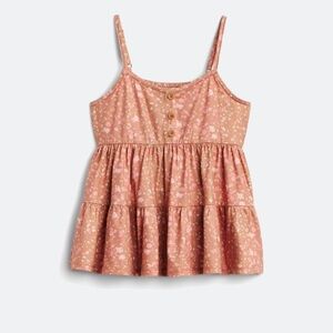 Pink Camisole with Spaghetti Straps and Ruffled Hem